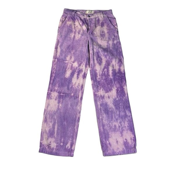 Free People We The Reese Wide Wale Corduroy Cords Pants Purple Tie Dye NWOT 27 - Picture 3 of 6